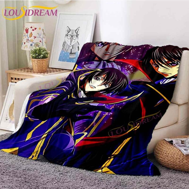 Classic Anime Blanket Code Geass Flannel Throw Blanket Lelouch Chair Sofa Lazy Blankets Cartoon Blankets for Home Bedroom Travel