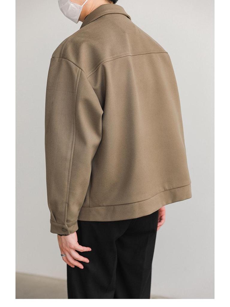 Herren locker geschnittene Retro-Wolljacke mit Revers - Koreanischer Herbst/Winter Stil