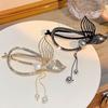 Metal Gold And Black Color Hair Clip Tassel Fixing Artifact Twist Clip Word Clip Light Luxury Horizontal Clip Hair Accessories