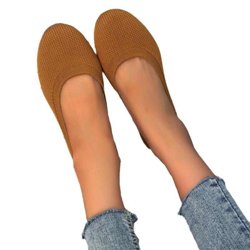 Wish Large Size Round Head Flat Bottom Lazy Single Shoes Women's Flying Weaving Breathable Flat Heel Shallow Mouth eBay