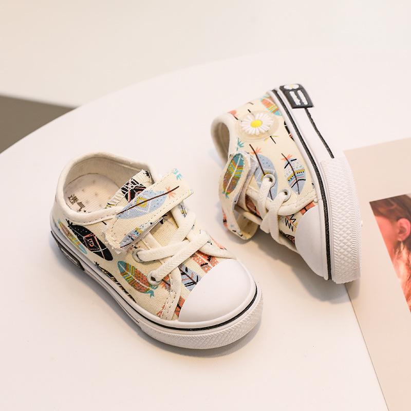 

Детская парусиновая обувь Zapatillas Soft Sole 2024 года, осенняя новая обувь для ходьбы с принтом, повседневная обувь для девочек, спортивная обувь для мальчиков, детская обувь, обувь для девочек 20 insole13.0cm покинуть белый