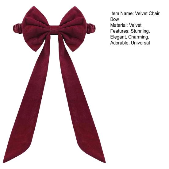 Jul Vinröd Sammet Stolsband 11,8" x 29,5" Stolsrosett Rygg för Julbankett Hem Bröllop Event Festdekoration