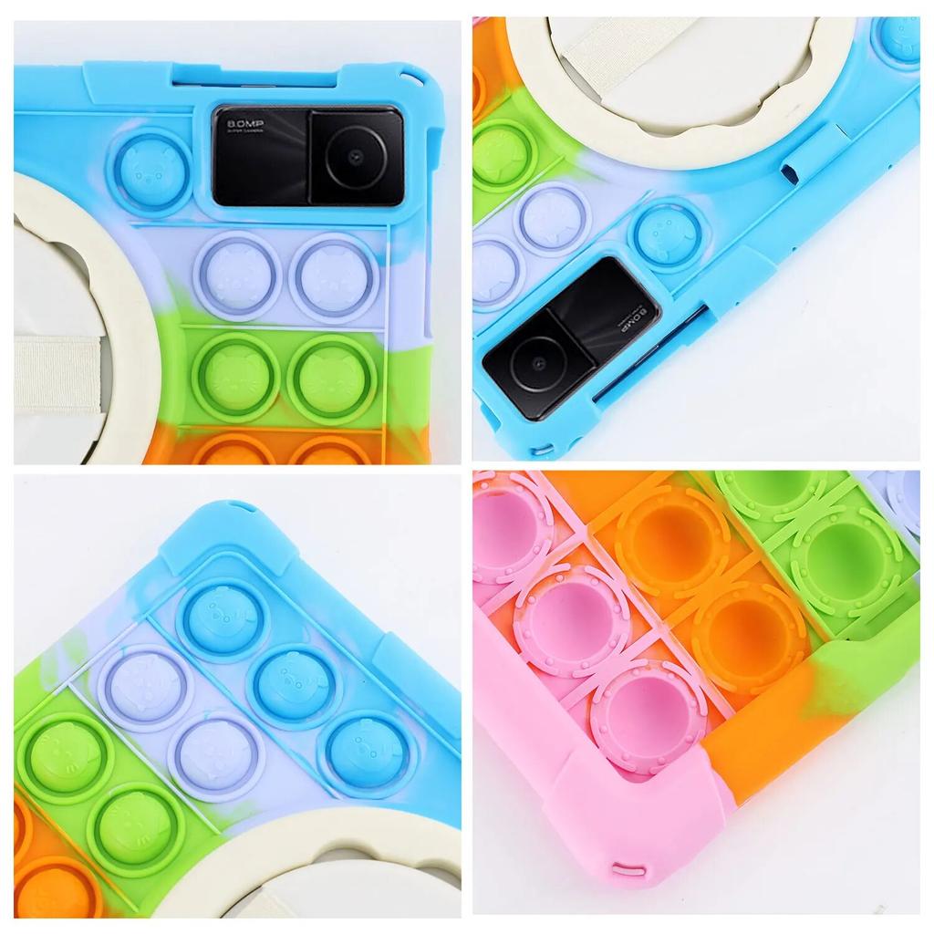 Tablet-Silikon-Rüstungshülle für Xiaomi Redmi Pad SE 11 Redmi Pad 10,6 Zoll 2022, Kinder-Drehständer-Abdeckung, stoßfeste Push-Blase, stoßfeste Abdeckung