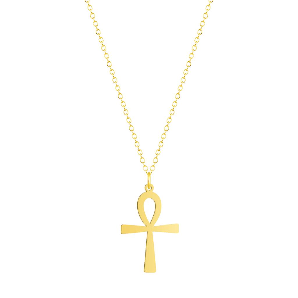 Kinitial Religion Egyptian Ankh Cross Necklaces Pendants for Women Stainless Steel Symbol of Life Necklaces Jewelry Gifts Bijoux