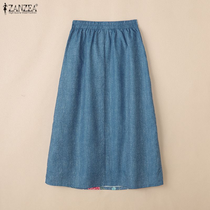 ZANZEA Lässige Röcke mit elastischer Taille und lockerem Blumendruck für Damen