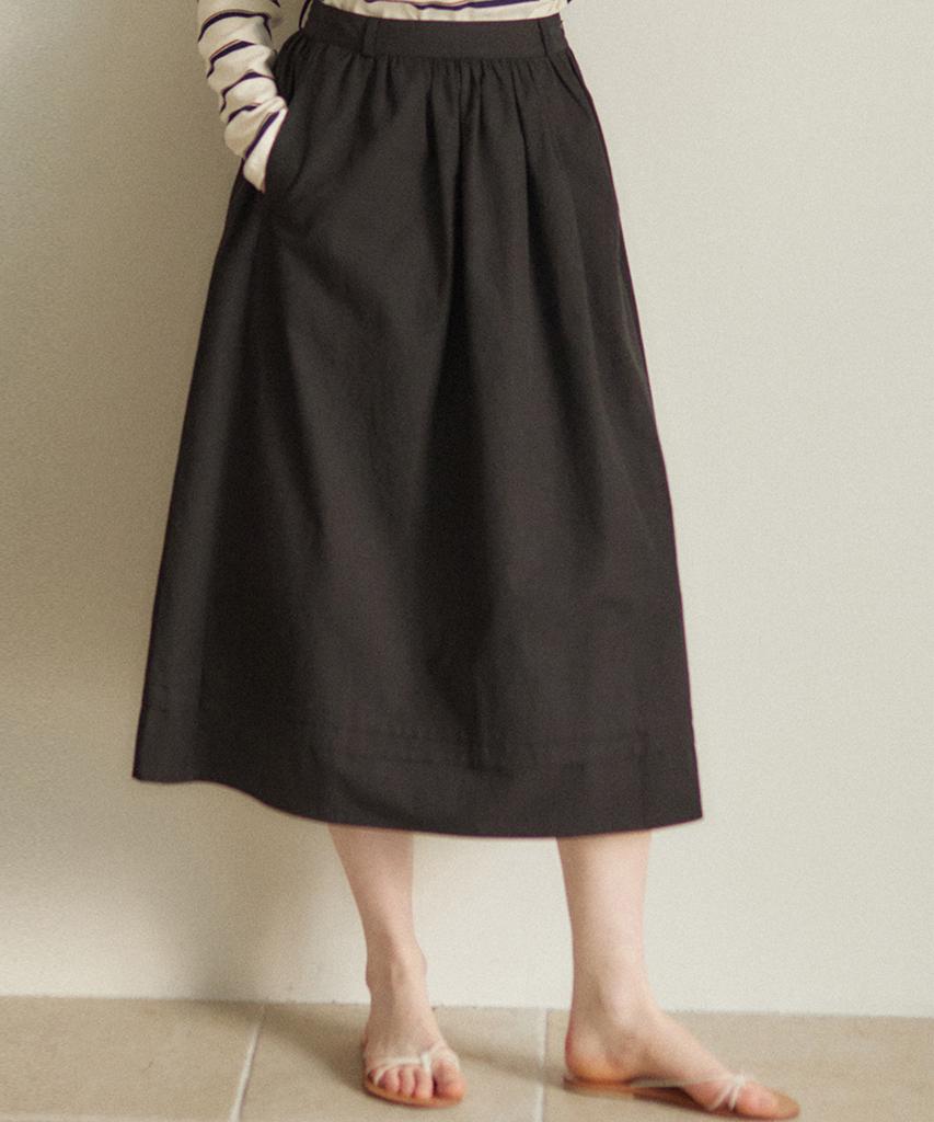Our Hope Pintuck Shirred Long Skirt - Black