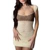 Summer Women's Low Cut Vest Sexy Backless Strappy Knit Slim Hip Dresses