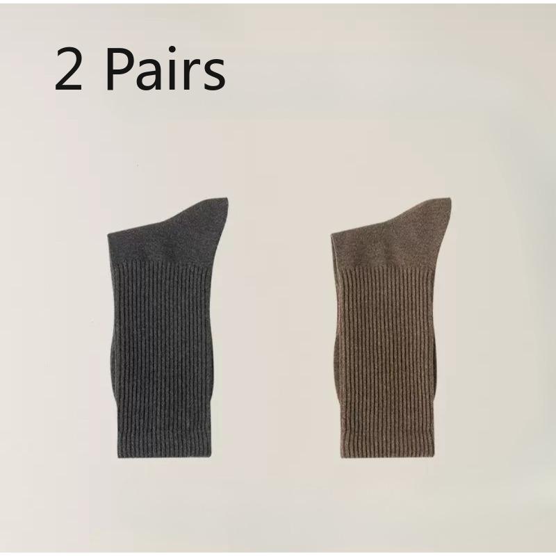 2 Pairs of Socks, Men's Mid-calf Socks, Pure Cotton Antibacterial Boneless Socks, Anti-odor Breathable Sports Socks, Autumn and Winter Long Calf Socks