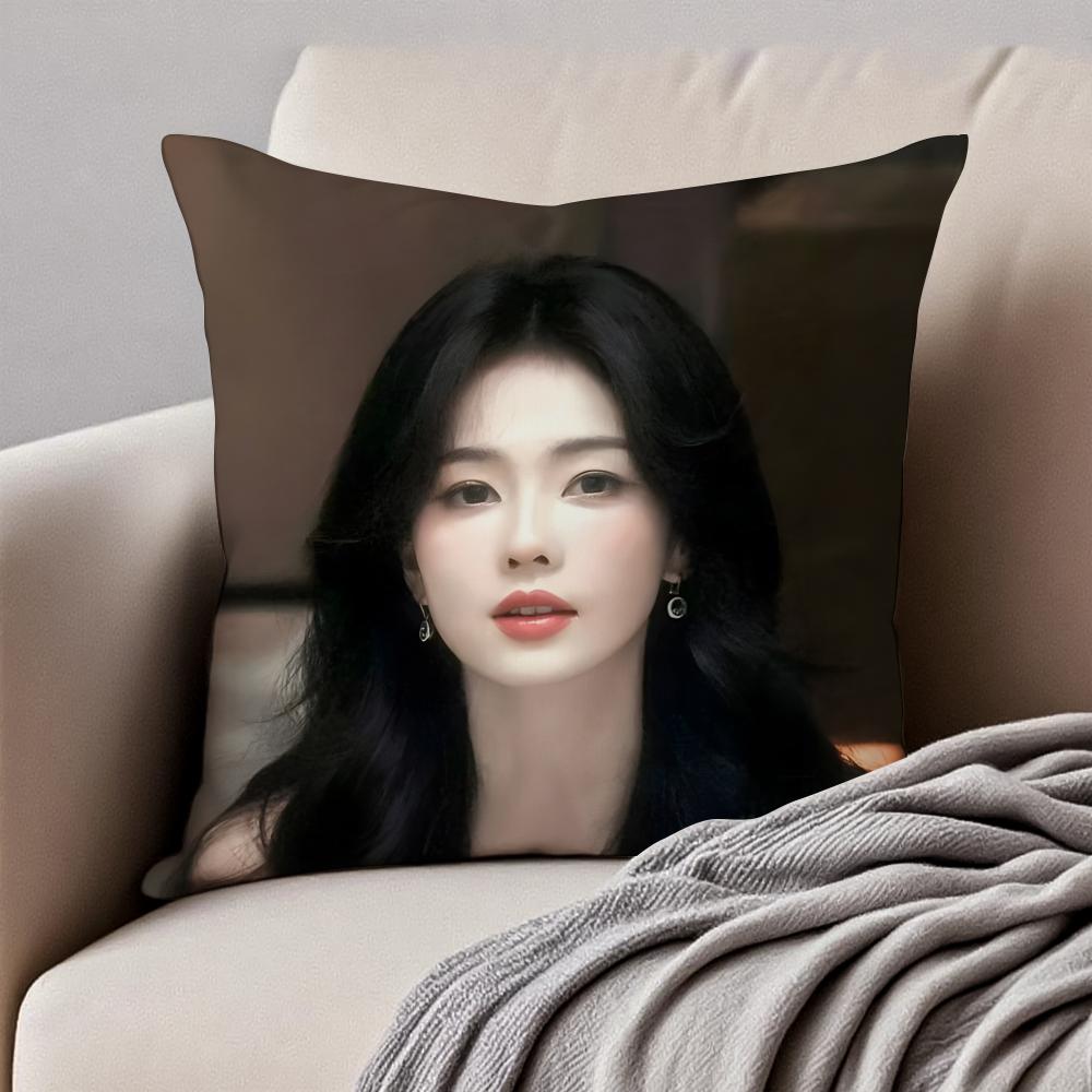 Fashion and elegant Chinese actress BBai Lu Cushion Cover Pillowcase Antidustmite Invisible Zipper Short Plush Sofa Cushion