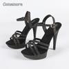 Women's High Heels Platform 13CM Stiletto Bling Banquet Party Dress Shoes for Women Fashion Prom Pumps Ankle Straps Size 34-43