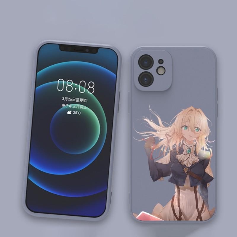 Violet Evergarden Phone Case For IPhone 11 12 13 Pro Max X XR XS Max 6 6S 7 8 Plus SE 2022 Liquid Square Color Phone Cover