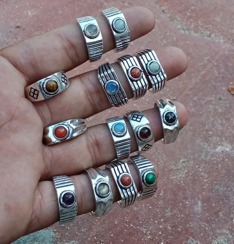 Amethyst & Mix Gemstone 925 Sterling Silver Plated Fashion 10 PCs Rings JN-31