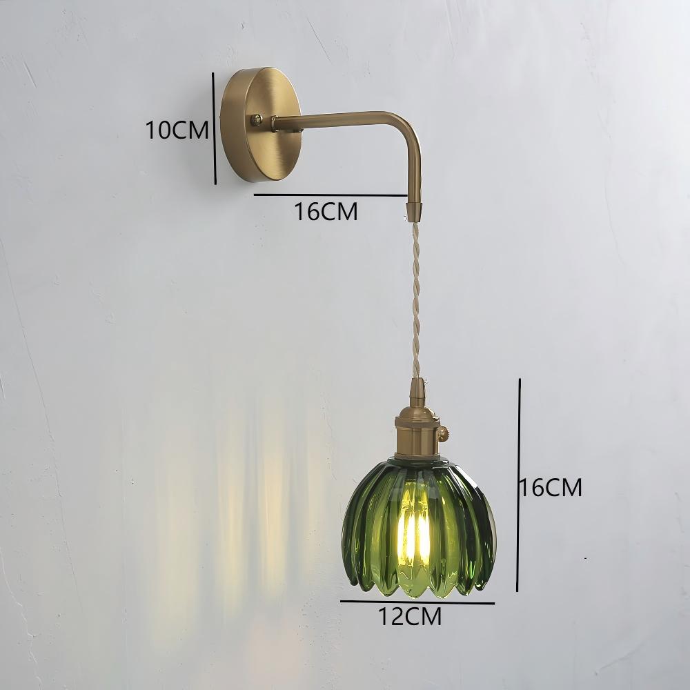 Japanese Retro Floral Glass Wall Lamps for Bedroom Study Led Mirror Light with Adjustable Wall Sconce Modern Simple Bedside Lamp