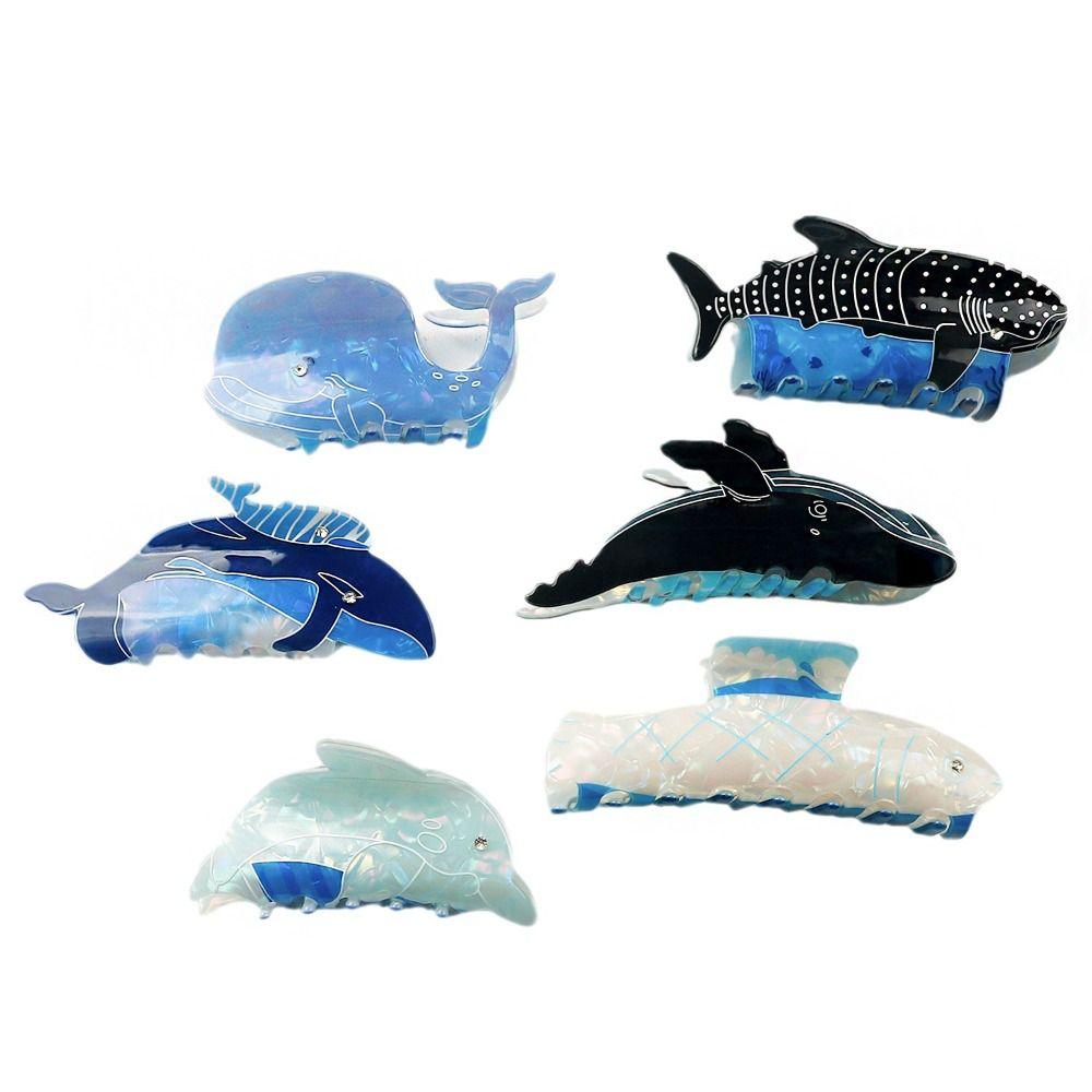 Whale Dolphin Hair Clip Blue Sea Creature Animal Hair Claw Creative   Girl