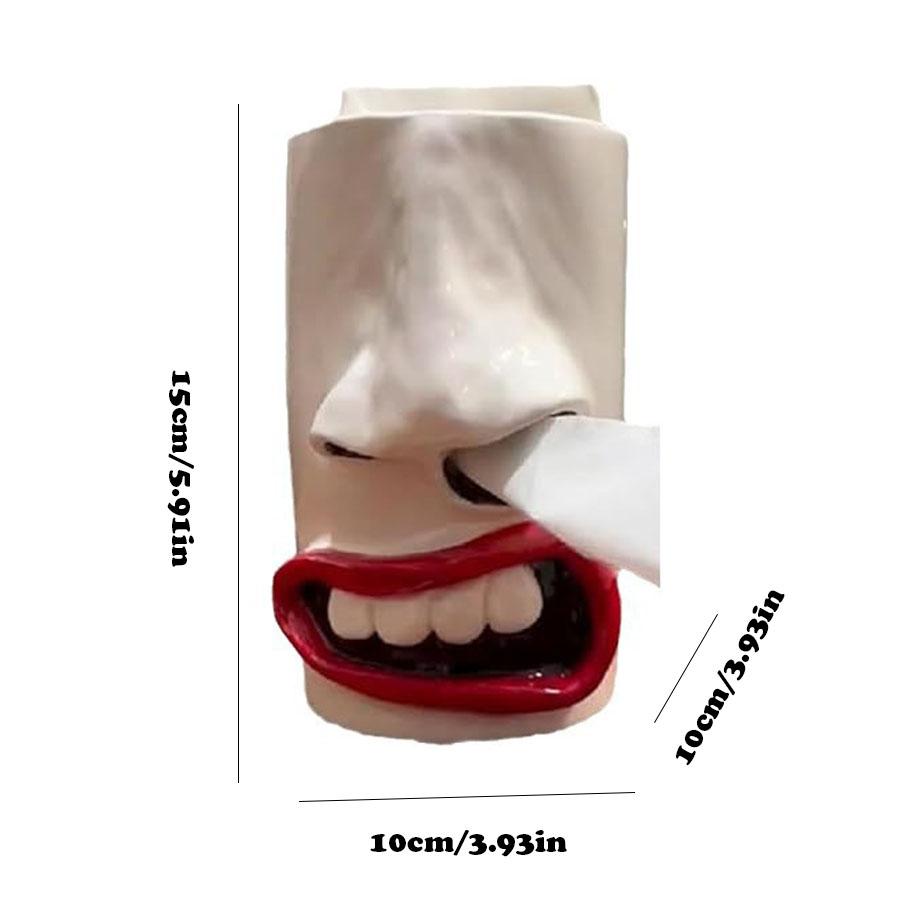 

Забавный держатель для салфеток для лица ручной работы с 3D-дизайном носа и рта, уникальный диспенсер для салфеток для спальни и ванной комнаты, забавный подарок-прикол белый
