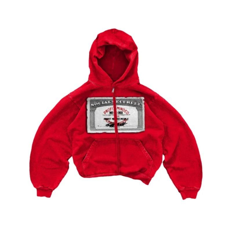 Dollar rood nieuw hoodie herfst en winter Amerikaans retro gewassen lange mouwen hoodie trendy los casual top