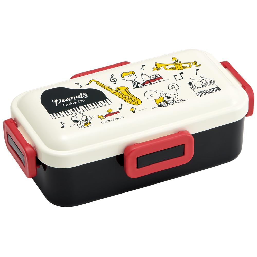 

Skater Bento Box, 530ml, Single Tier, Made in Japan, Leak-Resistant, 4-Point Lock, Dishwasher and Microwave Safe, Snoopy Orchestra Design, PFLB6AG-A