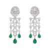 Cercei de designer Estele cu placaj de rodiu și șuvițe strălucitoare CZ și pietre verzi pentru femei