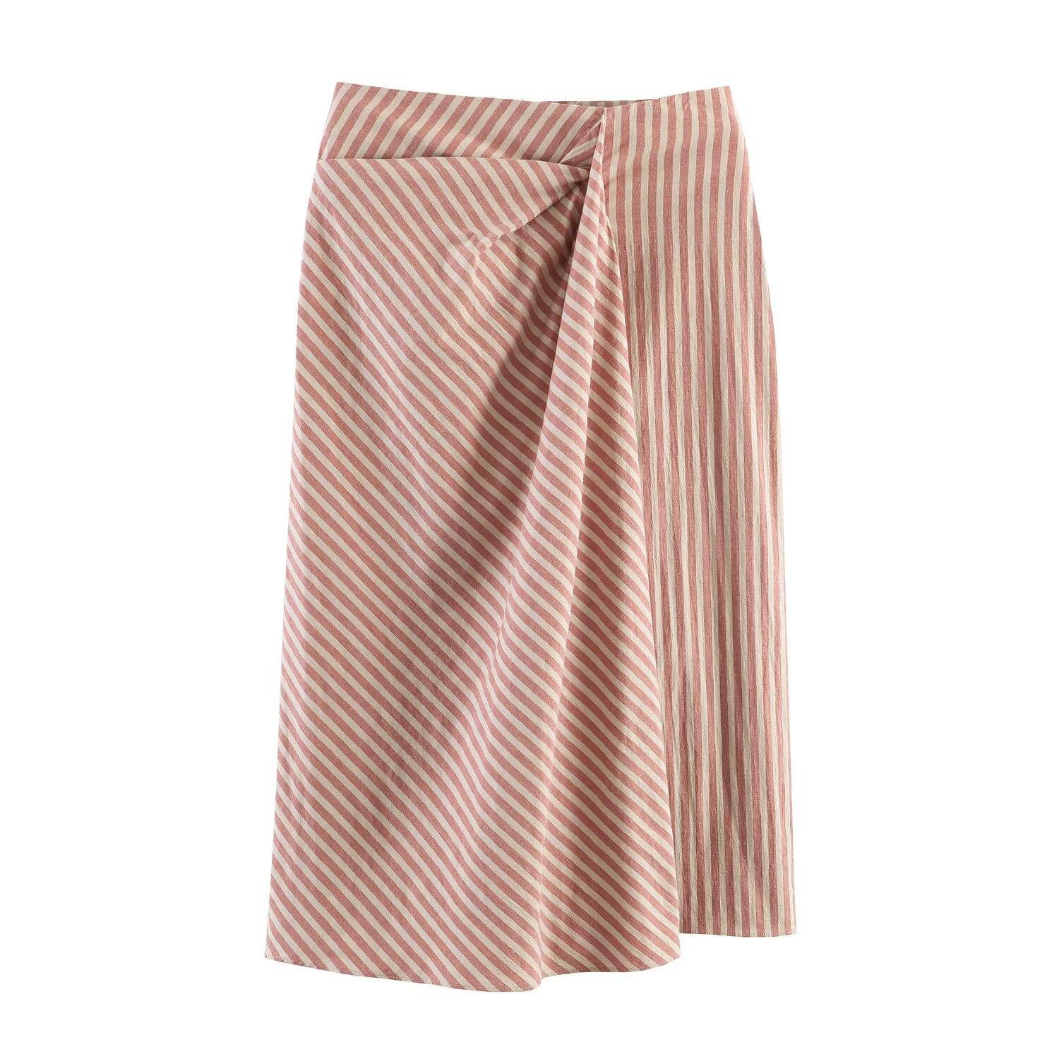 European and American style new women s fashion, chic versatile fashion striped pleated skirt 4333044 XS