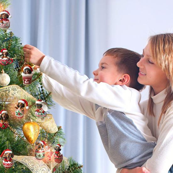 2025 Dackel in Tasse Adventskalender 24-Tage Weihnachts-Countdown-Box mit Acryl-Ornamenten Süßes Geschenk für Hundeliebhaber