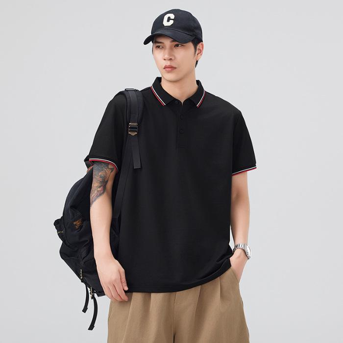 Polo Blouse Short-sleeved Relaxed Fit Summer Top Mens T-shirt Collared Clothes