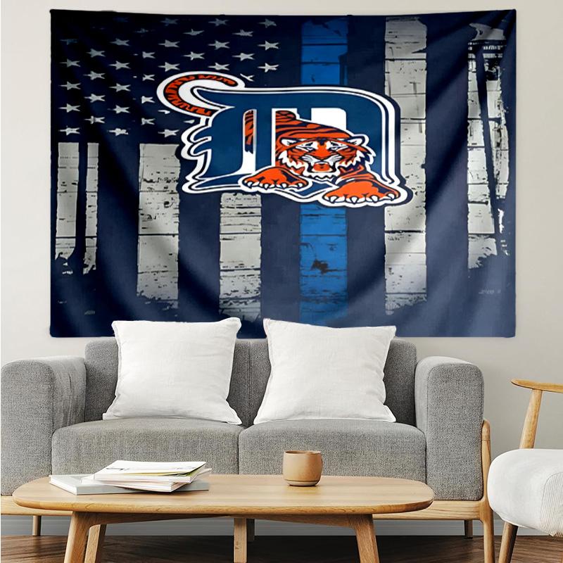 1PC Detroit Tigers Emblem Quick-Dry Tapestry, Unique Design Tapestry, Suitable for Bedroom,Livingroom, Playroom,Heartwarming Holiday Gifts