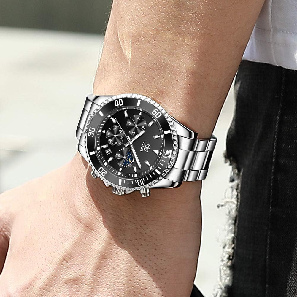 OLEVS Wasserdichte Analoge Quarz Leichte und Einfache Perfekter Tag mit Datums- und Tagesanzeige Herrenuhr, Lesen, Geschenk für Vater, (Schwarz)