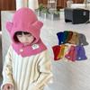 Koreanische Nette Bär Ohr Baby Mit Kapuze Hut Winter Warme Gestrickte Ohr Schutz Balaclava Cap Für Kinder Mädchen Jungen Ein Stück schal Kappe