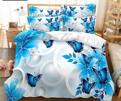 Blue Butterfly Duvet Cover Set King Queen Twin Size Double Bed Single 3D Queen Bedding Sets Pink Quilt Cover with 2 Pillowcases