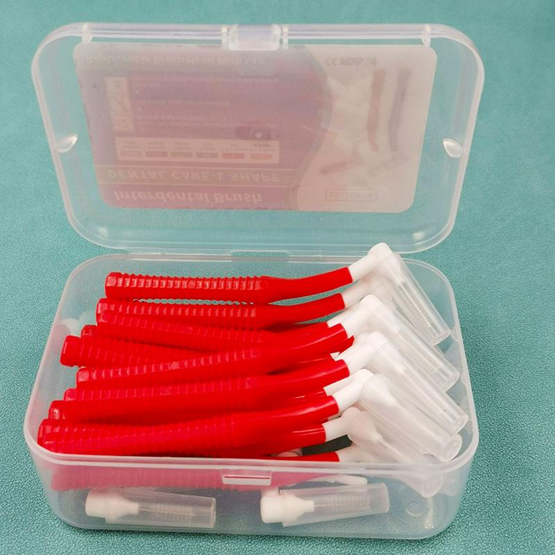 20 Stück/Box L-Form Push-Pull Interdentalbürste Kieferorthopädischer Zahnstocher Zahnaufhellung Zahnstocher Zahnbürste Mundhygiene-Pflege