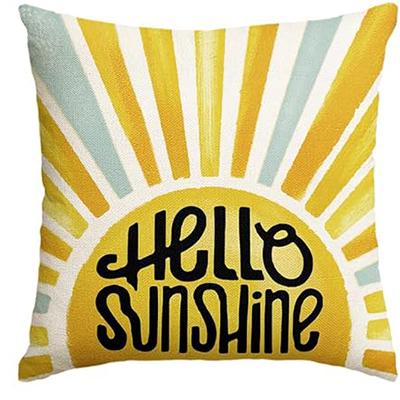 Color life bee happy hello sunshine linen square pillowcase, summer cushion cover sofa  pillowcase 50*50 decor