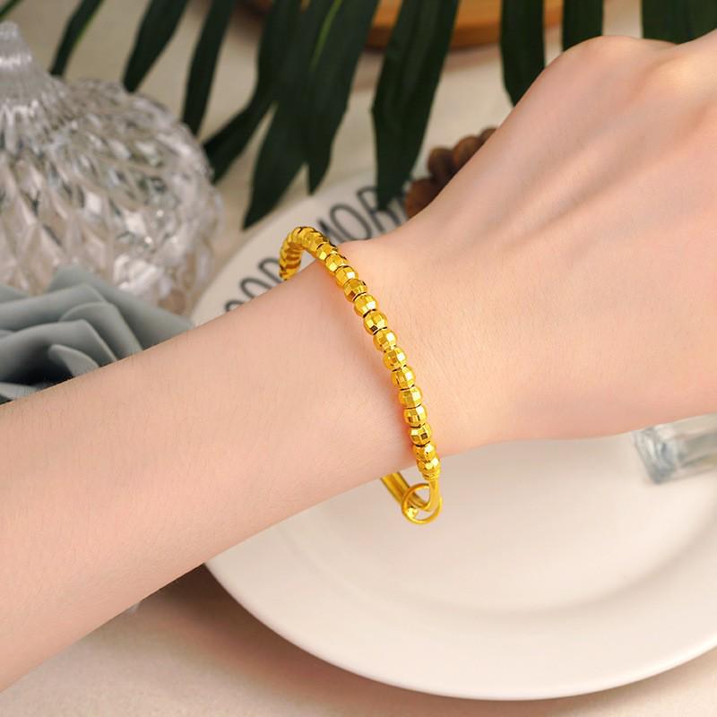 Gold-Plated Starry Dragon & Phoenix Push-Pull Women's Bangle - Non-Fading, High-End Jewelry