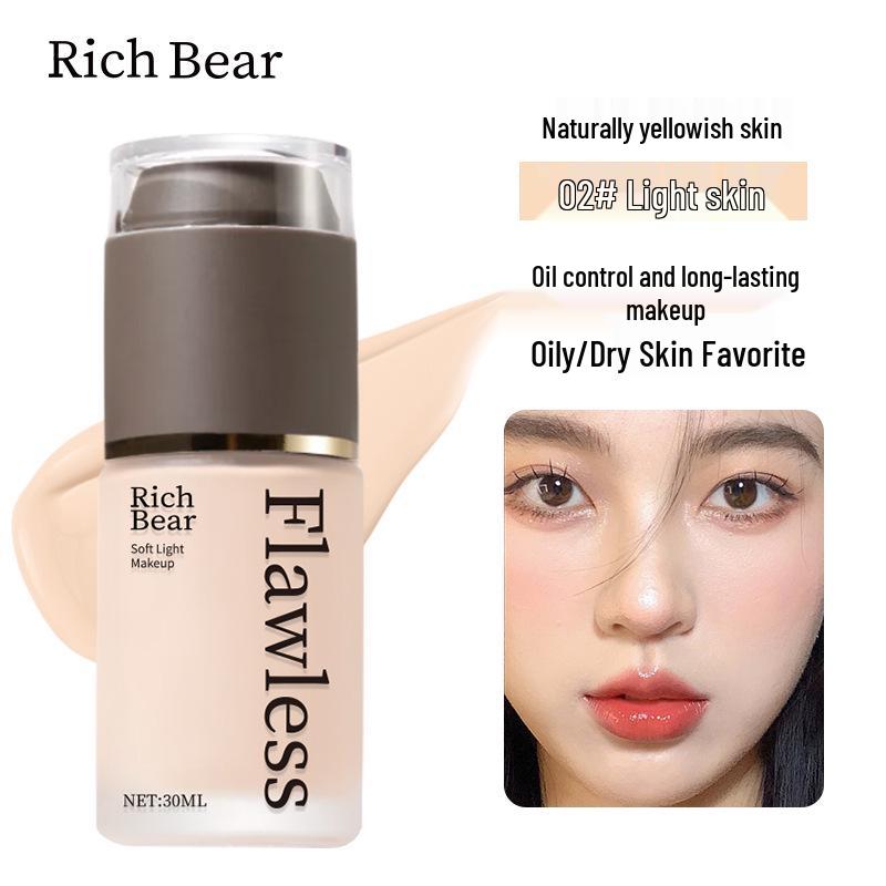 

Тональная основа и консилер для безупречной легкой кожи RichBear - Стойкая, не скатывающаяся, кремовая формула для сухой кожи.