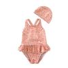 Costume da bagno intero da bambina con spalline e fantasia floreale - Carino Costume da bagno senza schiena per Estate e Primavera