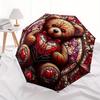 Stained Teddy Bear Wall Art DecorUmbrella, Portable 3-Fold Compact Umbrella for Men & Women Gift