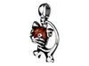 Silver Cat Pendant with Oxidized Amber Women' Cat Pendant