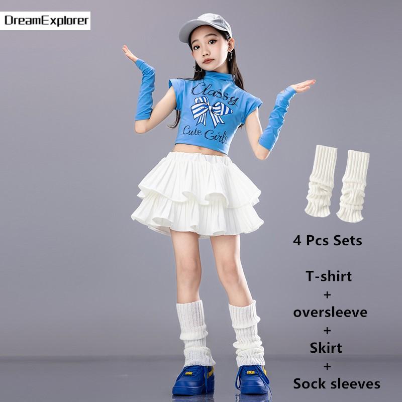 Hip Hop Mädchen Süßigkeiten Crop Top Street Dance Stufenröcke Kinder Süßes Streetwear Kind Jazz Cheerleader Kostüme Kleidung Sets
