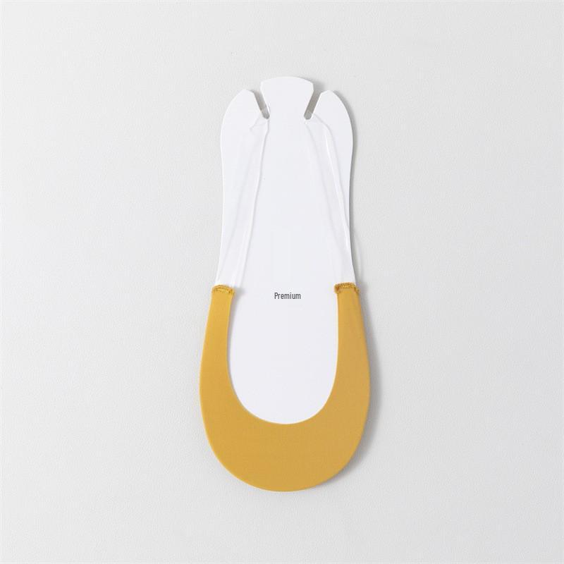 Invisible Ice Silk Low-Cut Boat Socks with Non-Slip Heel & Forefoot, Solid Color, Half-Palm Strap, Perfect for High Heels.