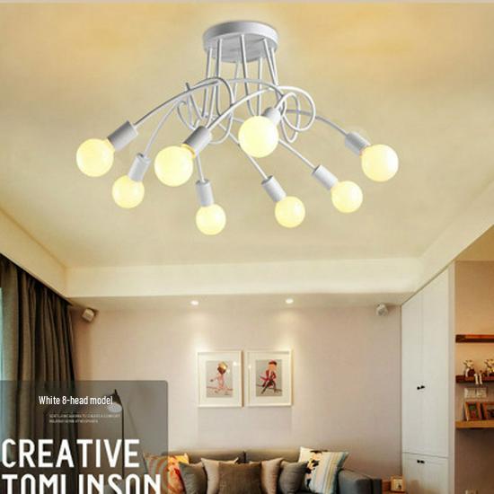 Modern Minimalist Industrial Ceiling Light - Creative Iron Pipe Design for Study, Bedroom, Living Room, or Children's Room
