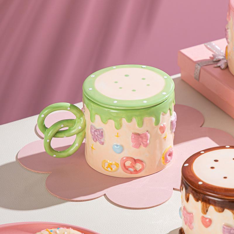 Handmade Sweetheart Cake Cup High Value Water Cup Afternoon Tea Ceramic Cup 3D Three-Dimensional