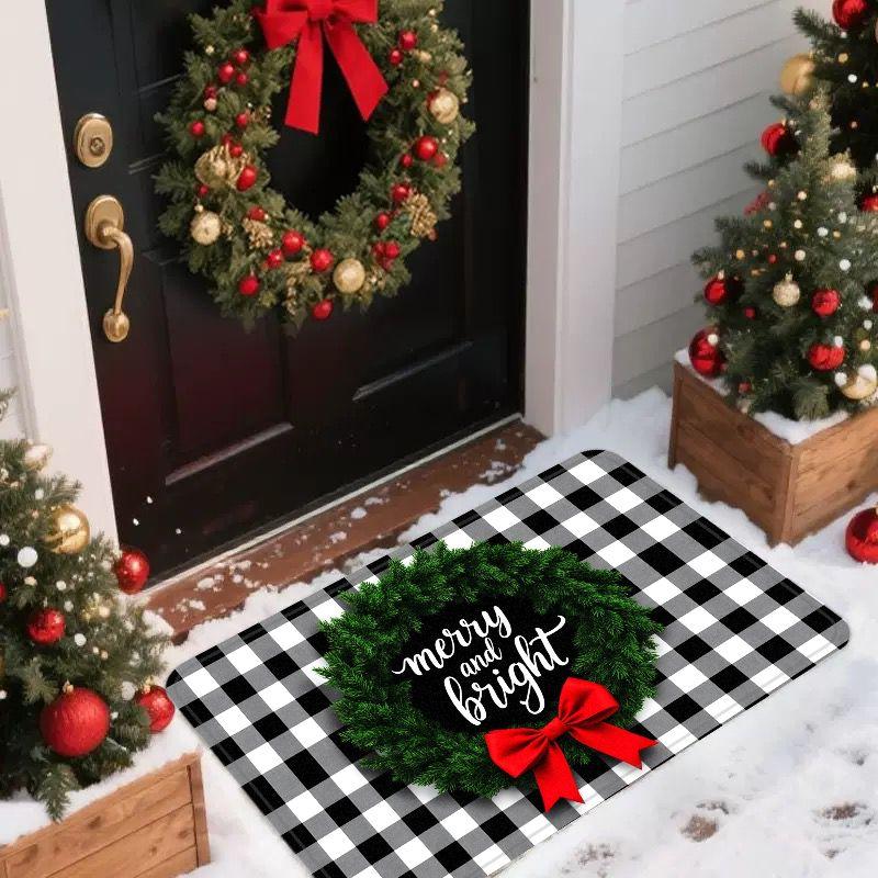 Happy Christmas! Simple Printed Carpet Home Decor, Soft And Absorbent, Bathroom Anti-Slip, Durable In The Entrance Rug