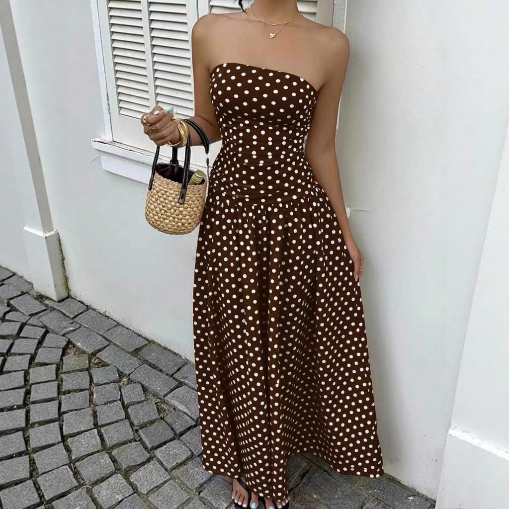 Spring and Summer New Style Sexy Polka Dot Elegant Waist-Slimming Slimming Dress Evening Gown