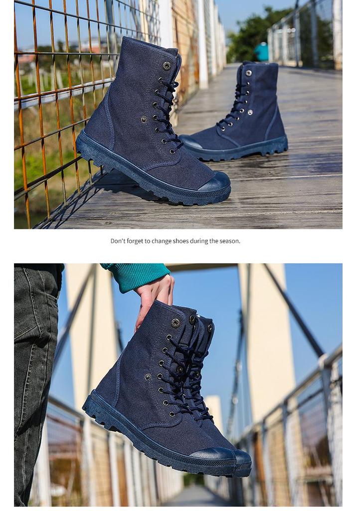 Botas Martin de Lona de Cano Alto com Sola Grossa - Sapatos Esportivos Outdoor da Moda