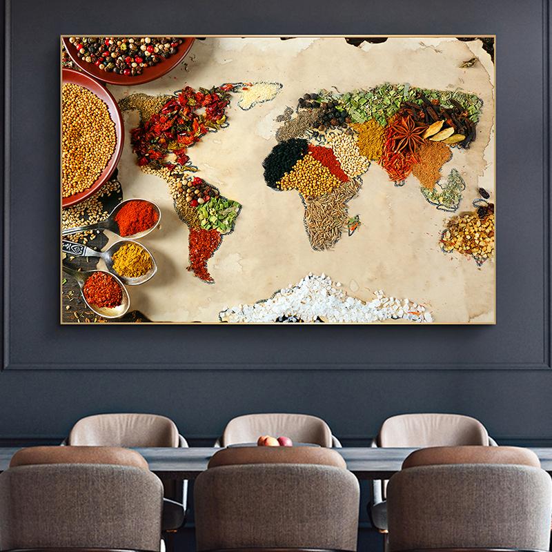Vegetable Grains Koření Kuchyň Malba na plátno Skandinávské Plakáty a obrazy Nástěnné umění Obraz do obývacího pokoje Domácí dekorace Bez rámu