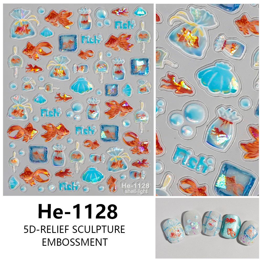 Redanco 5D Embossed Cute Goldfish Nail Art Stickers He-1128.