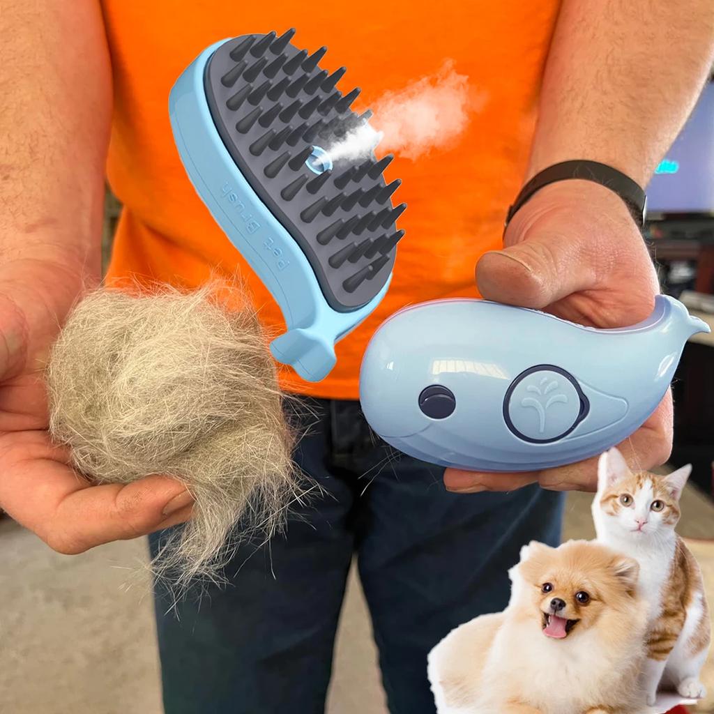 Hunde- und Katzen-Dampfbürste Elektrische Sprühbürste USB Wiederaufladbarer Tierkamm Weiches Silikon Haarentfernung Katzenbadbürste Schönheitszubehör