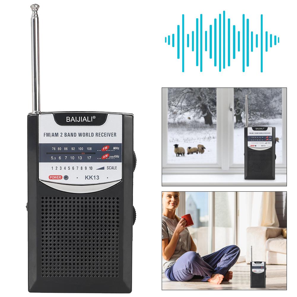 Portable Mini Radio Telescopic Antenna Outdoor Radio Dual Band Retro World Receiver AM/FM Pocket Radio for Outdoor Emergency Use