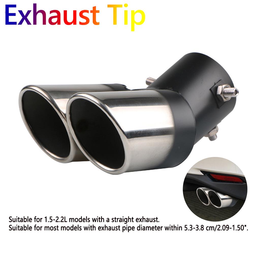 Dual Outlet Exhaust Pipe for Car Stainless Steel Slant Rolled Edge Car Exhaust Tip Universal Black Silver Auto Muffler Silencer