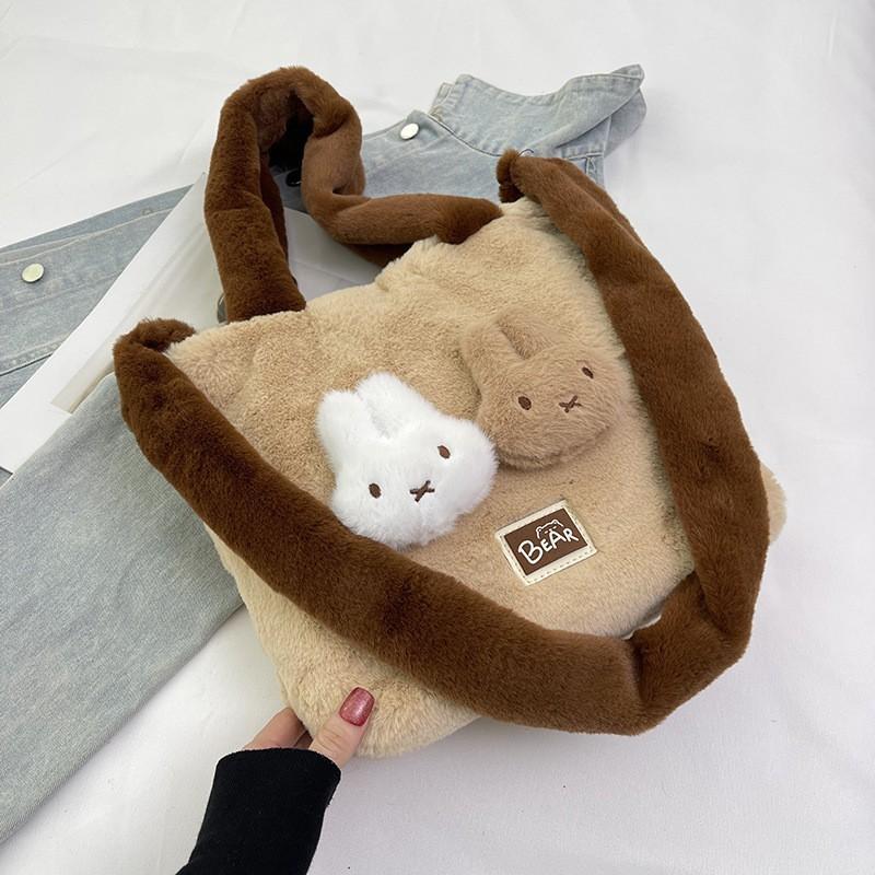 Large-capacity Plush Tote Bag Female Ins Cute Rabbit Armpit All-matching Girl One-shoulder Cross-body