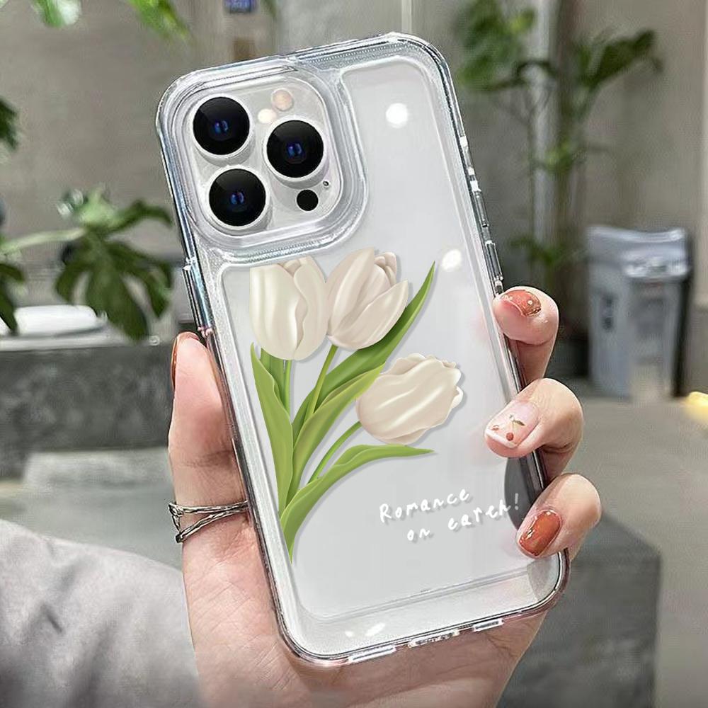 Tulip Flower Phone Case For iPhone 14 Pro Max Case For iPhone 11 12 13 Pro Max XR 7 8 14 15 Plus XS Max X SE Soft Clear Cover